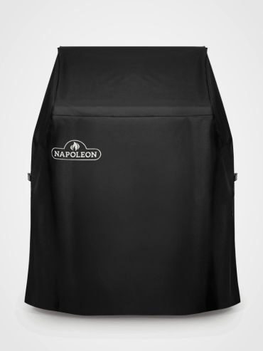 Napoleon Abdeckhaube Rogue-Serie 425er Modelle Seitentische runtergeklappt auf einem Grill