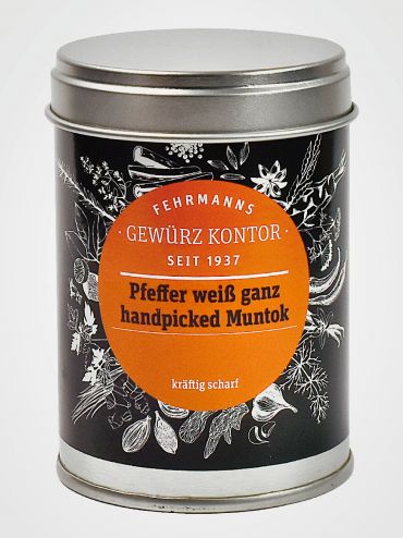 Pfeffer weiß ganz handpicked 100g Dose