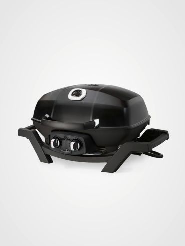Napoleon TravelQ PRO285 mobiler Gasgrill Produktbild vorne und seitlich, Deckel geschlossen