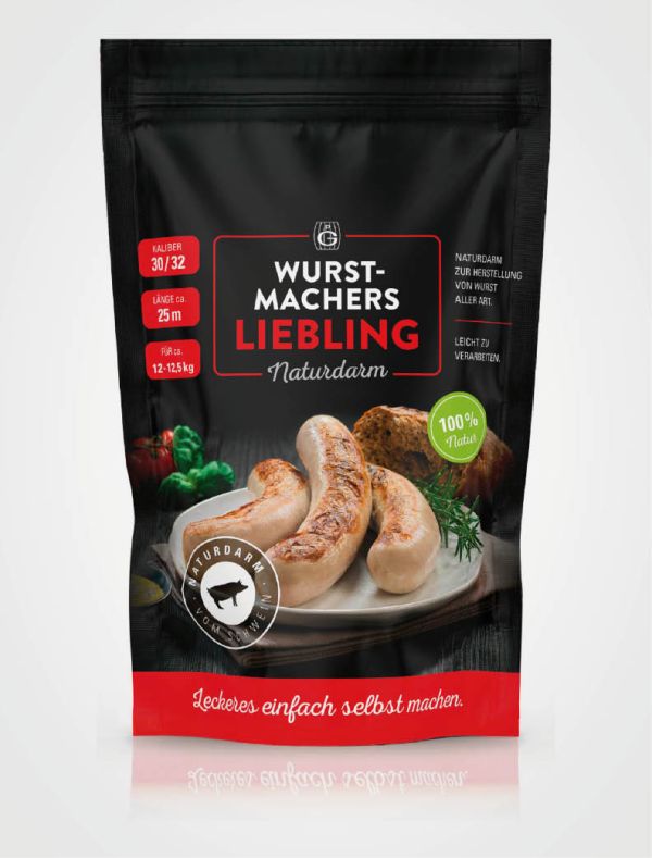 Schweinedarm 30/32, blau/weiß, 18 Meter
